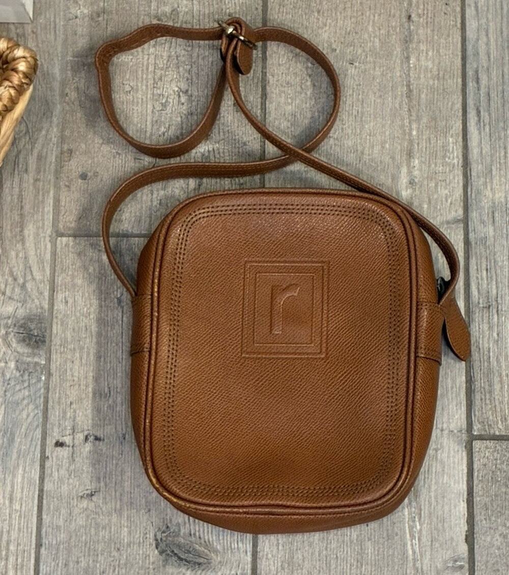 Vintage Renoma Paris Brown Pebbled Leather Crossbody Bag Purse 90s Y2K
